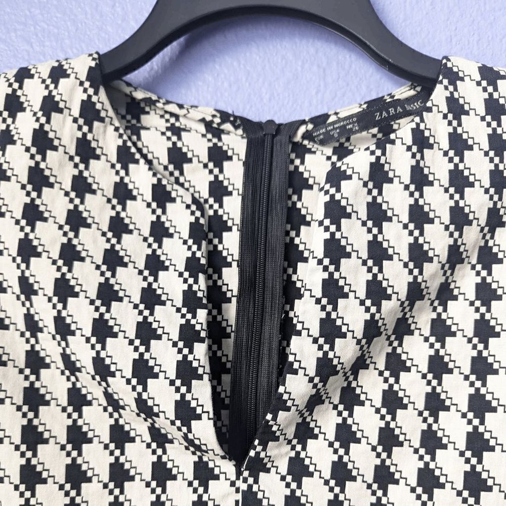 Women's Zara Basics Dress Pencil Skirt Small Houndstooth Dark Academia Punk Goth - Picture 4 of 9